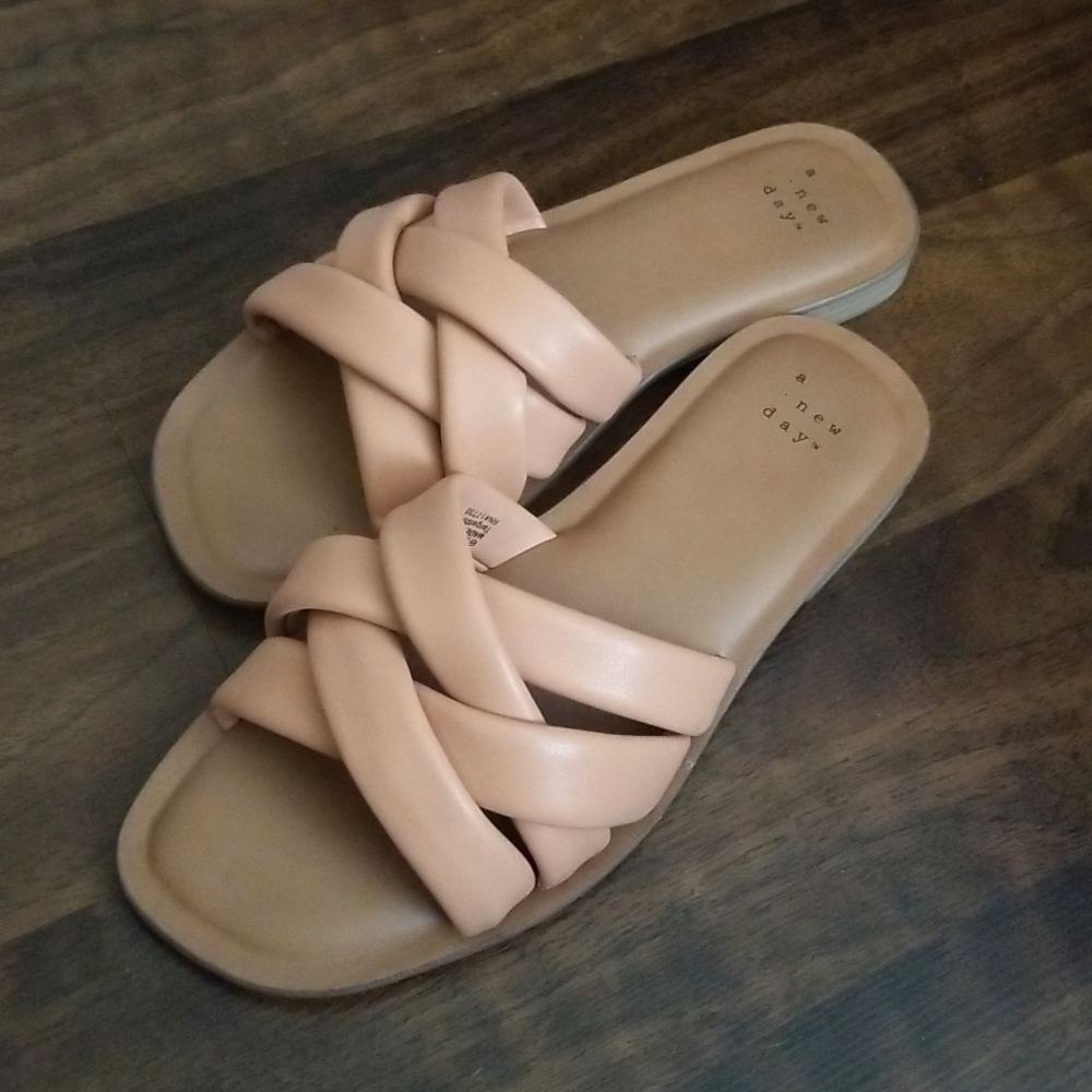A New Day Tan Slip on Sandals  Size 6